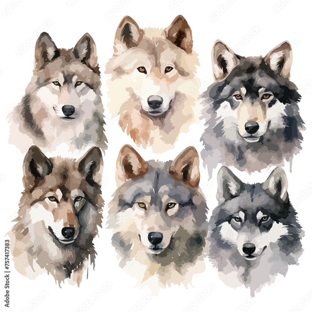 Wolf Pack Clip Art Watercolor Clipart