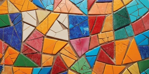 Colorful ceramic mosaic background, close up of ceramic tile wall texture.