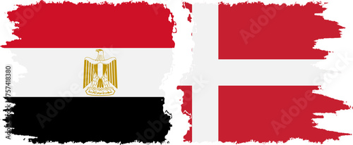 Denmark and Egypt grunge flags connection vector