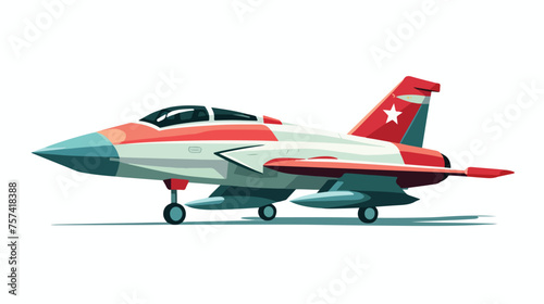a cute flying jet fighter flat vector isolated on