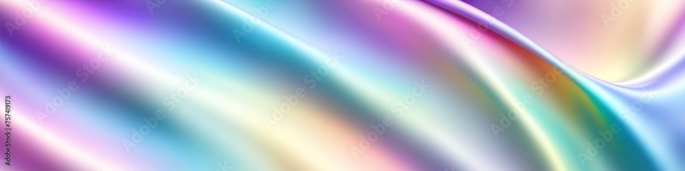 Gradient panoramic silk fabric background in soft pastel colors with blurred satin wavy texture, background for design, place for text
