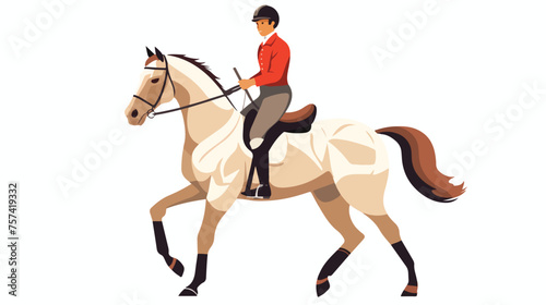 A young jockey sits on a horse that stands on its h