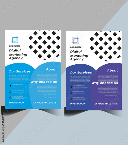  • a bundle of 2 templates, of different colors a4 flyer, template modern, business, flyer, abstract business flyer, and creative design, Corporate, flyer, template, design, set. marketing, business,