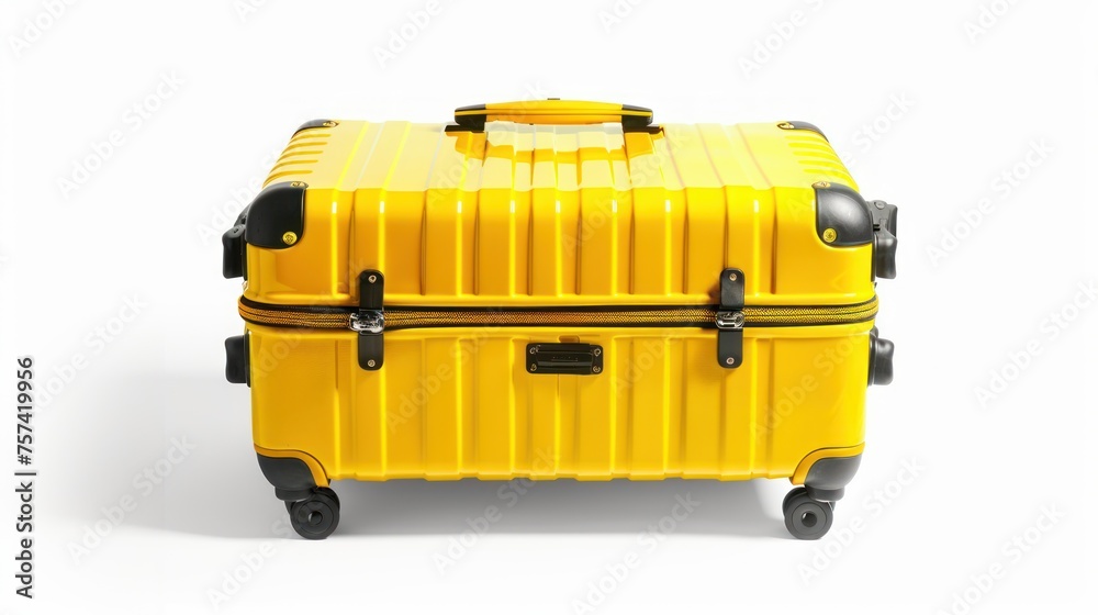 Yellow travel suitcase isolated on white background. AI generated image Yellow travel suitcase isolated on white background. AI generated image