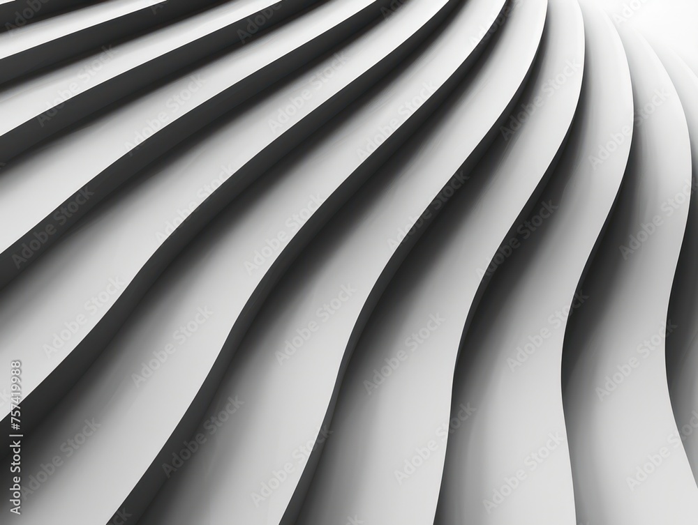 Obraz premium Monochrome abstract image featuring a seamless pattern of curving wavy lines creating a sense of movement and rhythm.