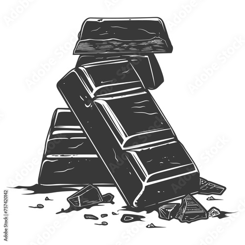 Silhouette Chocolate bar with bite black color only