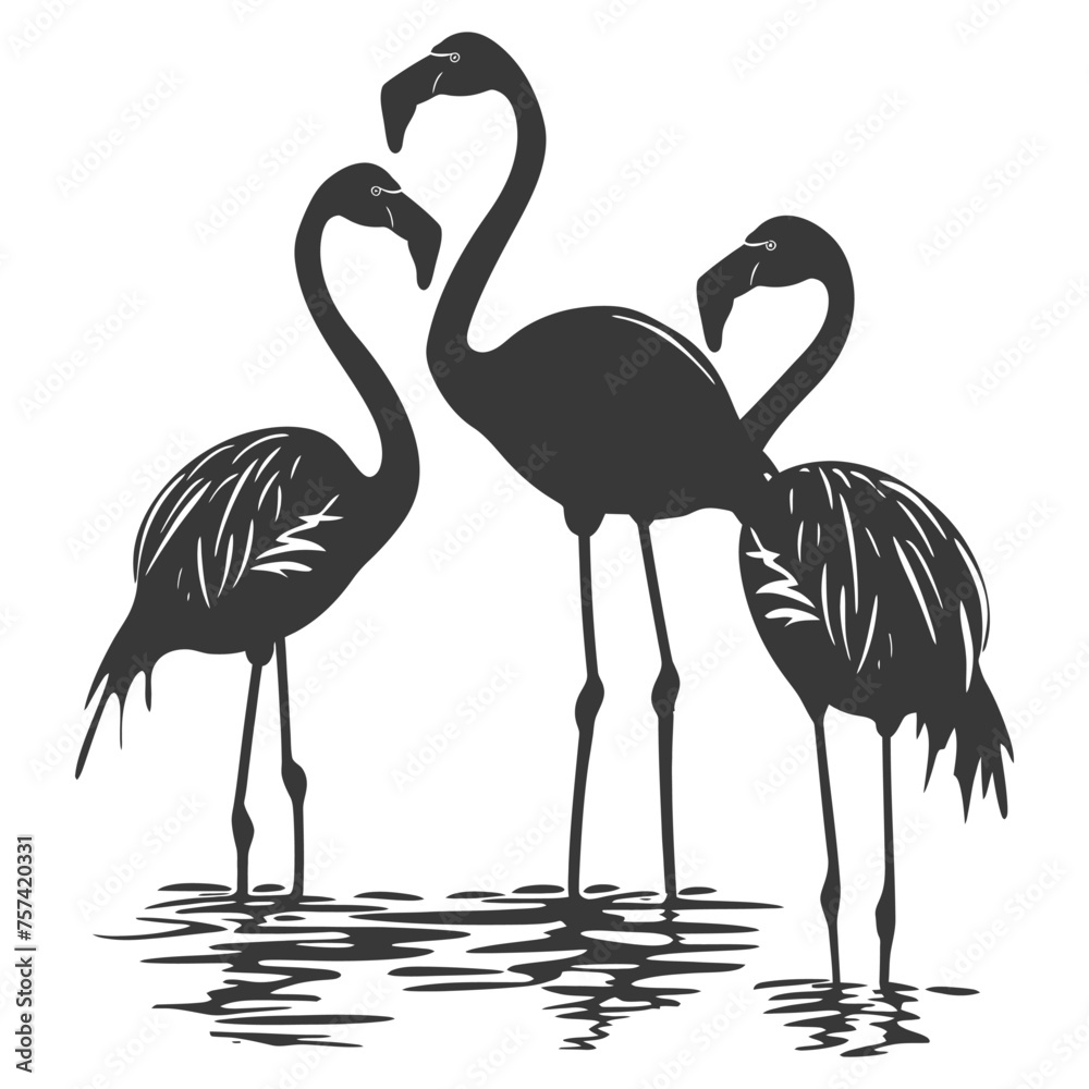 Silhouette Flamingo Birds black color only full body Silhouette Flamingo Birds black color only full body