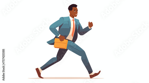 African American Manager With Briefcase Running 