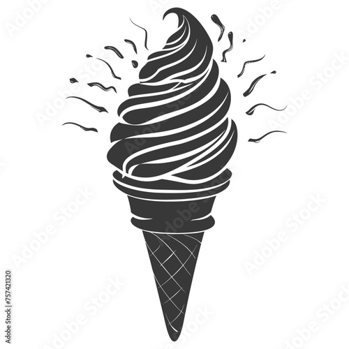 Silhouette ice cream cone black color only