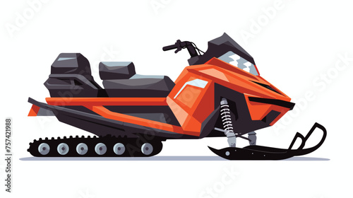 Arctic snowmobile icon. Flat illustration