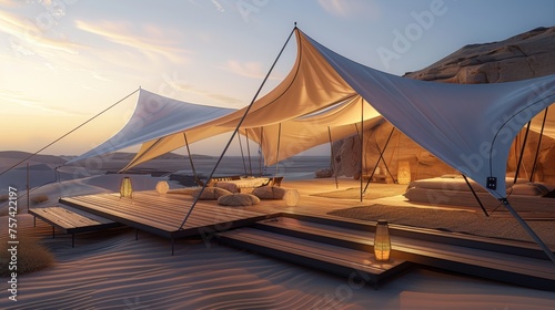 Luxury camping in the Arabian desert. photo