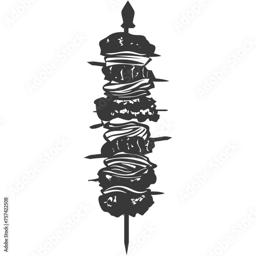 Silhouette barbeque or kebab or satay food black color only