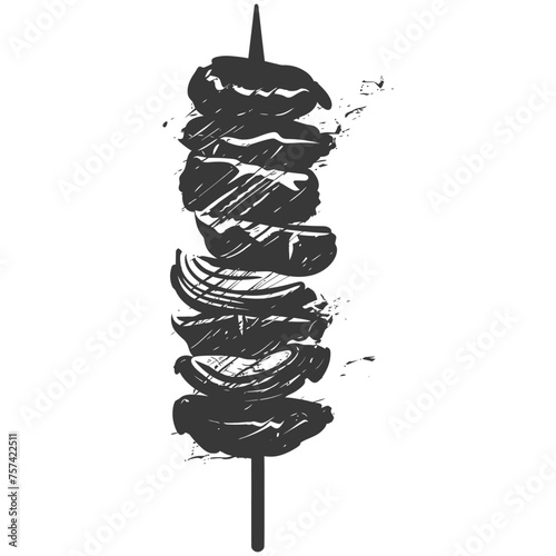 Silhouette barbeque or kebab or satay food black color only