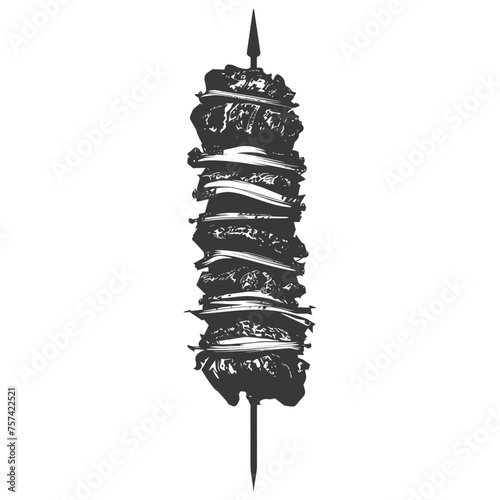 Silhouette barbeque or kebab or satay food black color only