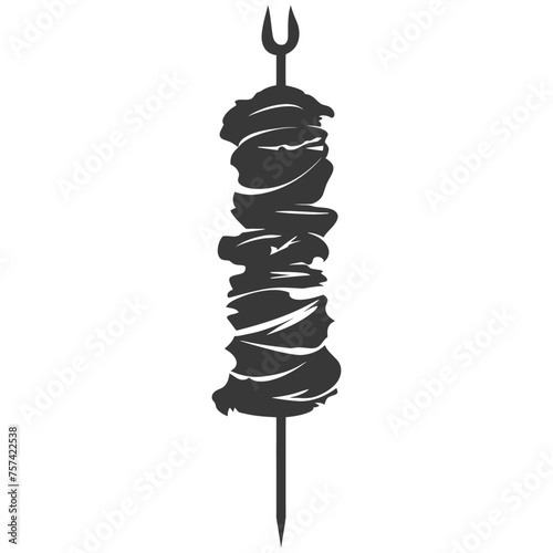 Silhouette barbeque or kebab or satay food black color only