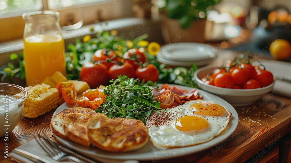 A nutritious and balanced homemade breakfast A nutritious and balanced homemade breakfast