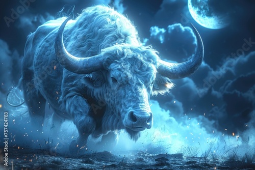 A celestial bull symbol of booming markets