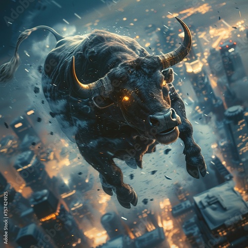 In the vacuum of space the stock market bull charges