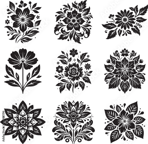 Flower silhouette vector illustration bundle