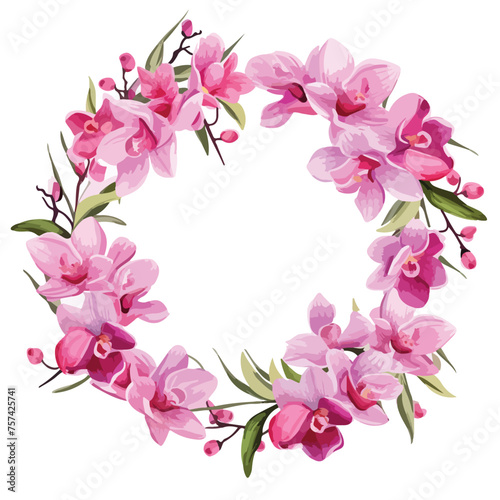 Orchid Wreath Clipart isolated on white background