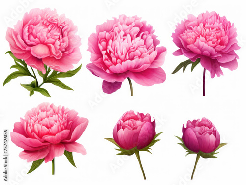 peony collection set isolated on transparent background, transparency image, removed background © transparentfritz