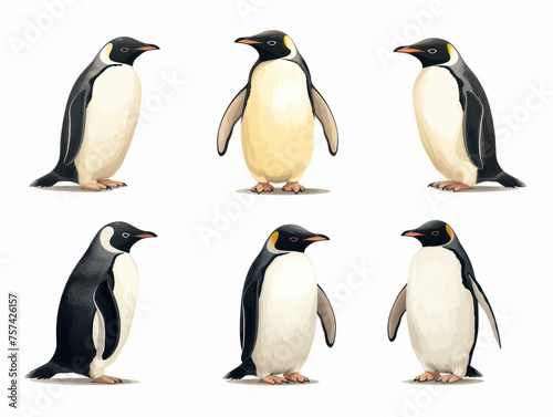penguin collection set isolated on transparent background, transparency image, removed background
