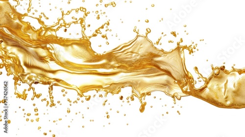 Golden oil splash cut out on white background. AI generated image