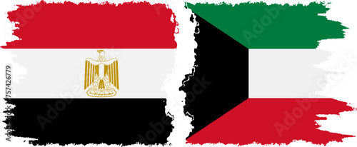 Kuwait and Egypt grunge flags connection vector