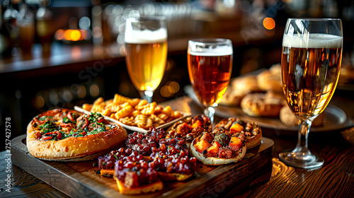 Delicious Bites and Sips: Up-Close Captures of Pub Finger Foods and Drinks