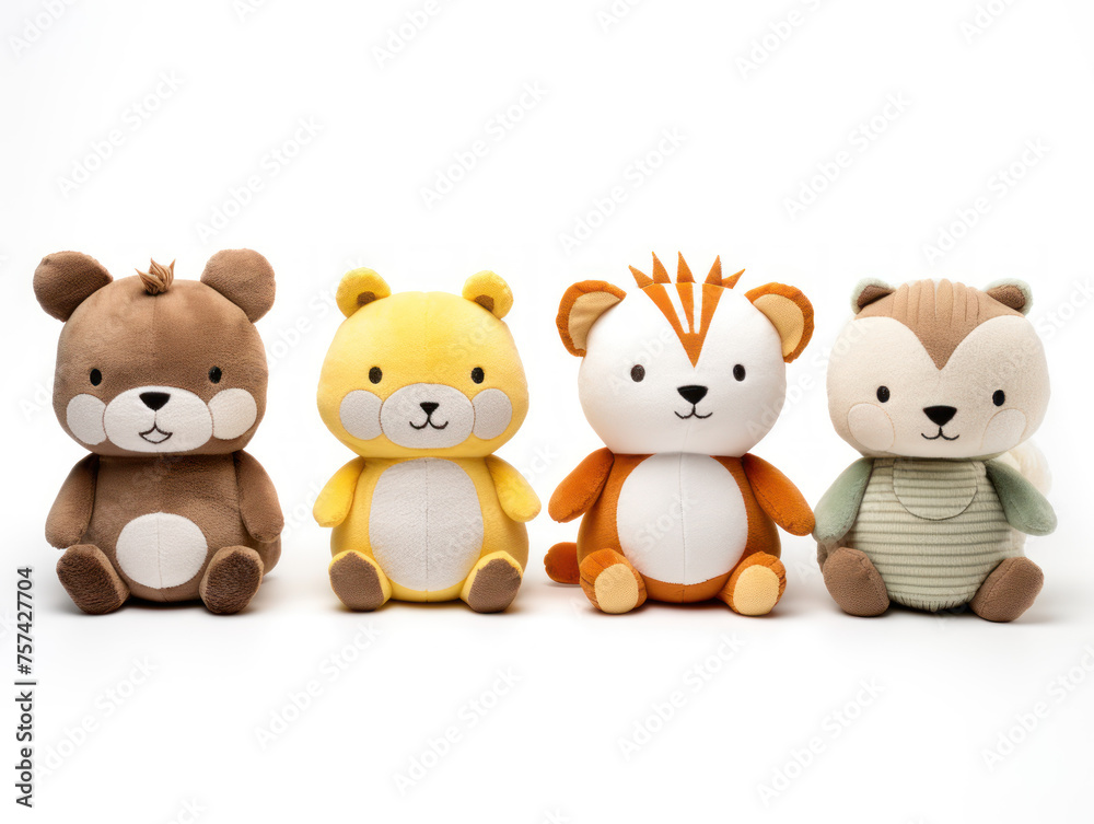 plushie collection set isolated on transparent background, transparency image, removed background - obrazy, fototapety, plakaty 