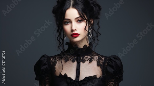 Iconic Female Fashion A 20-Year-Old Woman in Gothic-Inspired Outfit