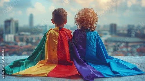 A dentist and a child wearing matching superhero capes, as the dentist explains the importance of strong, healthy teeth and how to fight off tooth decay