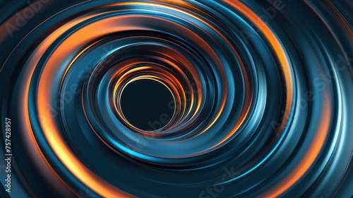 3d rendering colorful circular graphic lines on dark background. AI generated image