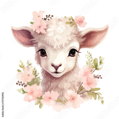 Pretty Spring Lamb Clipart Clipart isolated on white