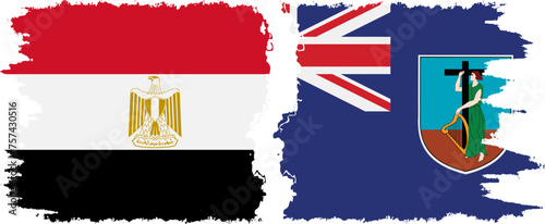 Montserrat and Egypt grunge flags connection vector.