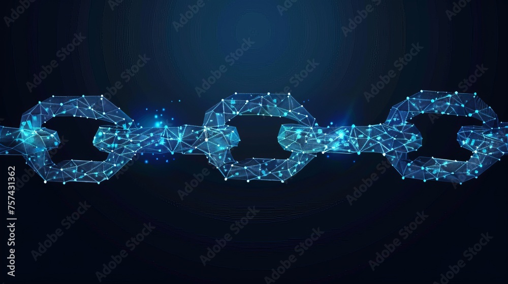 A visually striking digital illustration featuring an illuminated shape that encapsulates the essence of blockchain technology
