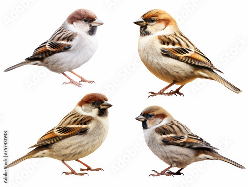 Sparrow collection set isolated on transparent background, transparency image, removed background