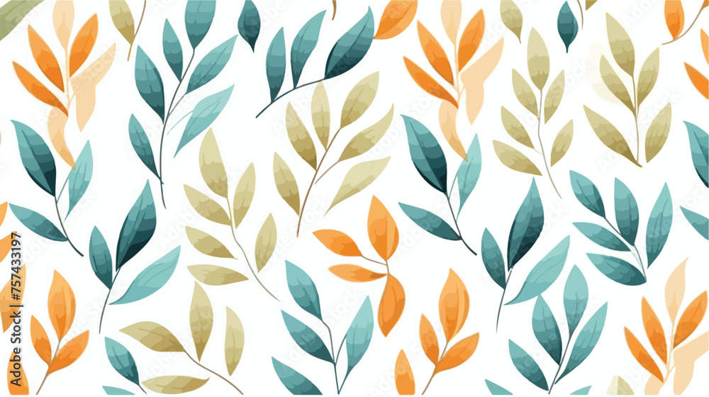 beautiful leafs pattern background  flat vector
