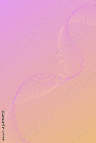 Abstract background with waves for banner. Standart poster size. Vector background with lines. Element for design. Pink and orange gradient. Brochure, booklet. Summer, spring