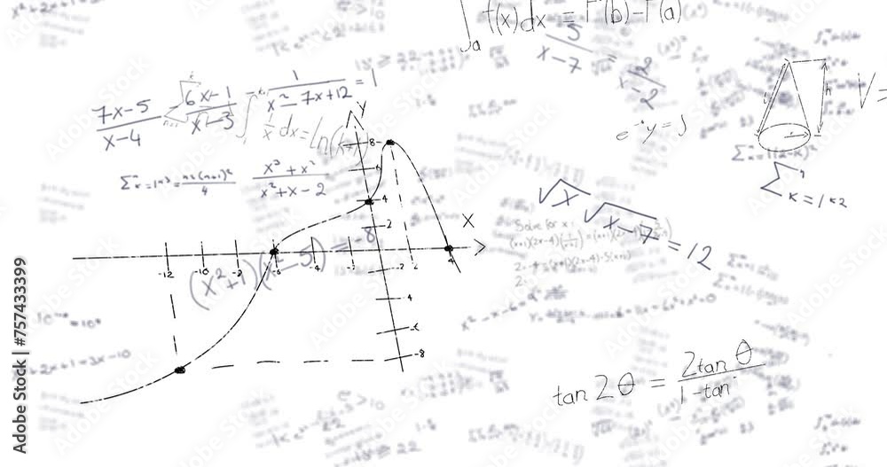 Animation of mathematical data processing over white background Animation of mathematical data processing over white background