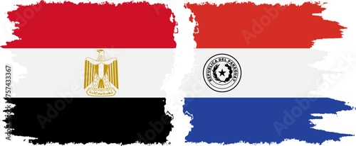 Paraguay and Egypt grunge flags connection vector