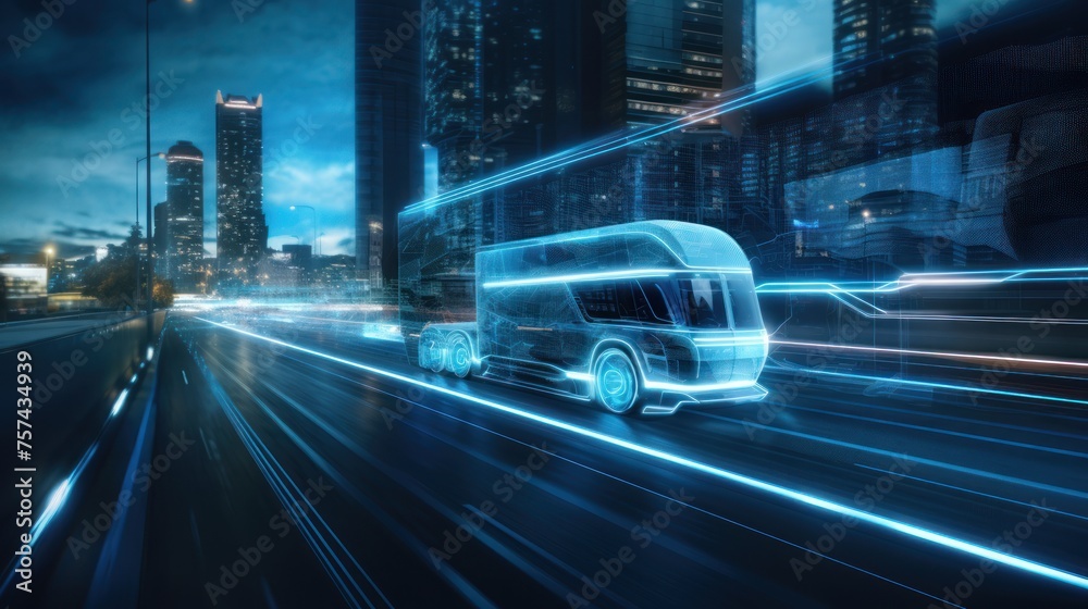 Self-driving trucks use autonomous monitoring and navigation technology to drive to their destination without the need for a human driver. Self-driving trucks use autonomous monitoring and navigation technology to drive to their destination without the need for a human driver.