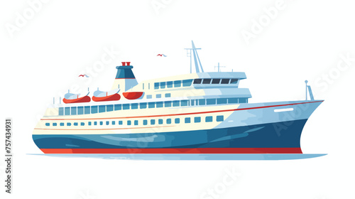 boat ship cruise flat vector isolated on white background