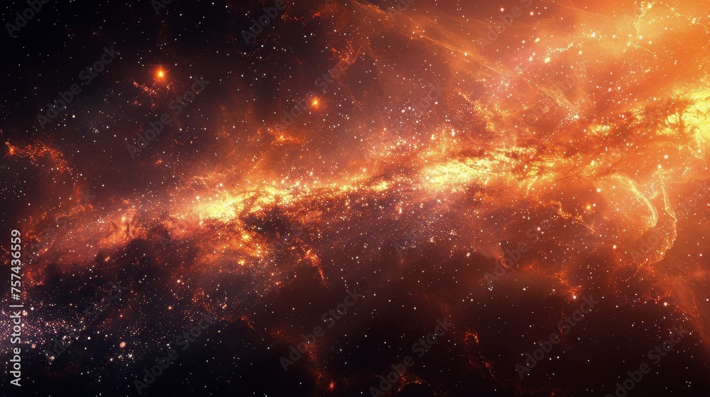 Bright Orange and Black Space Filled With Stars