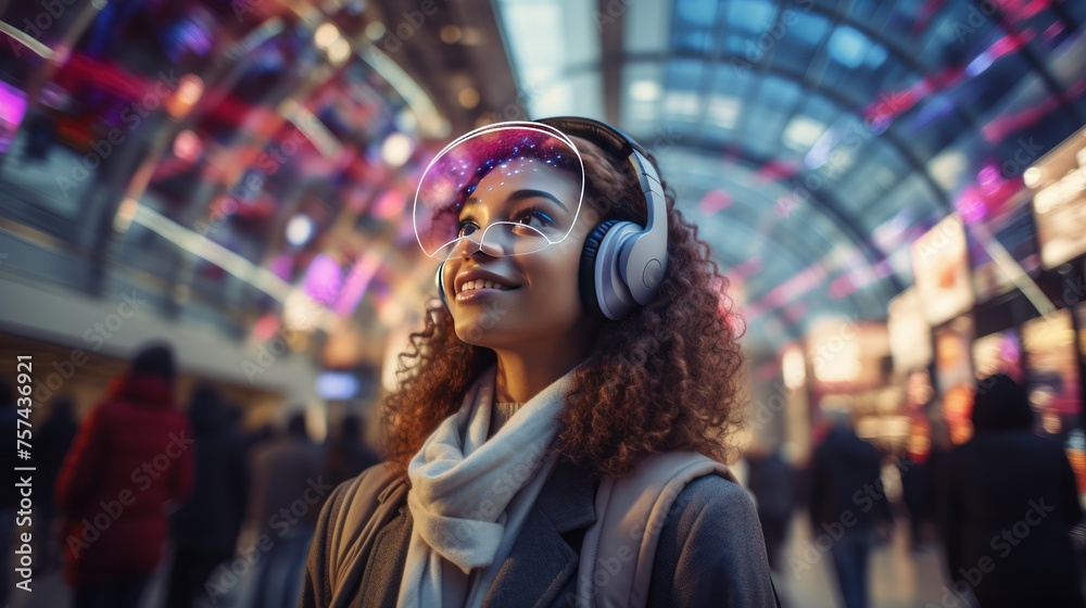 Obraz premium VR technology allows users to create immersive travel experiences such as virtual visits to tourist attractions, viewing and exploring actual tourist attractions. From home through VR glasses.