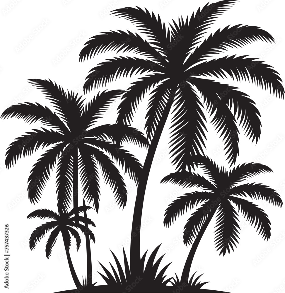 Obraz premium Palm tree silhouette vector illustration set