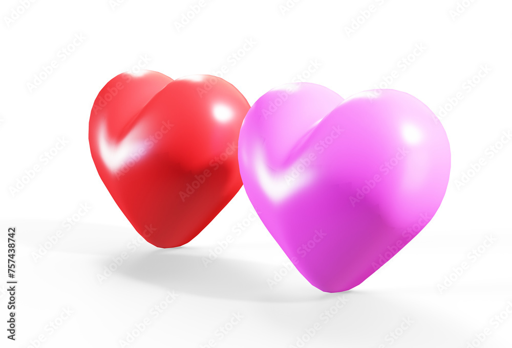 Red heart isolated on the white background 3d render