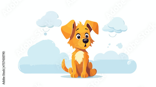 cartoon dog with thought bubble flat vector 