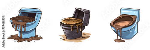 Dirty toilet. Cartoon vector illustration