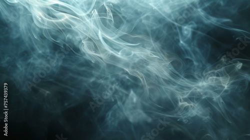 A mysterious, ethereal smoke swirling on a dark background with beams of light piercing through.